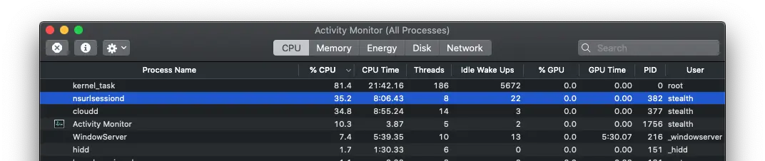 ¿Utiliza NSURLSessionD muchos recursos de red y CPU?