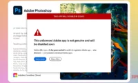 This unlicensed Adobe app is not genuine